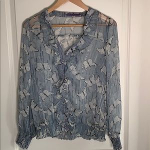 Sheer Blue Butterfly Blouse